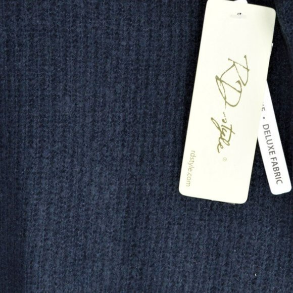NWT RD Syle V-Neck Ribbed Sweater Navy - Picture 7 of 8